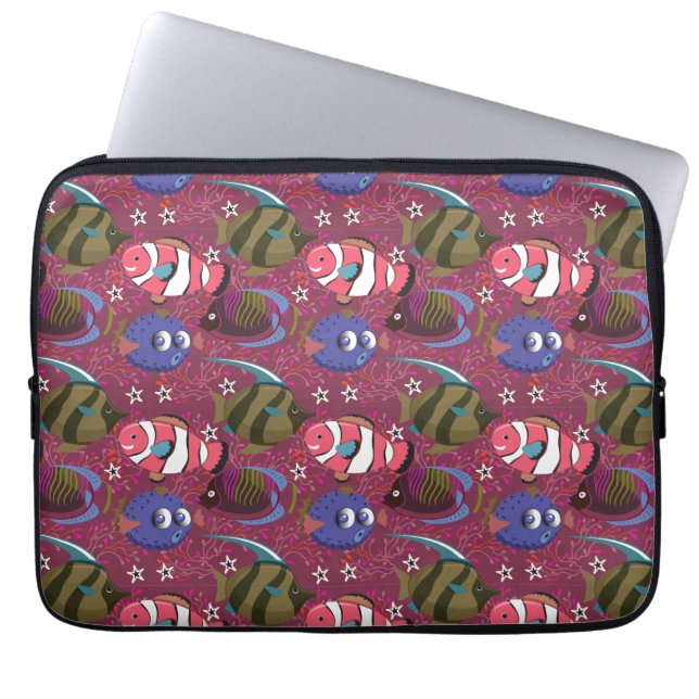 Aquatic animals pattern | ocean underwater life 46 laptop sleeve (Front)
