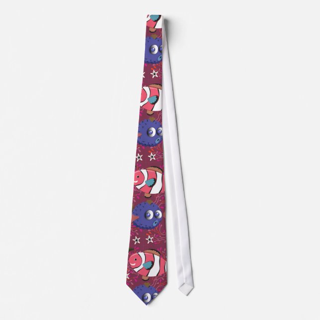 Aquatic animals pattern | ocean underwater life 46 tie (Front)