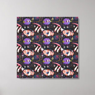Aquatic animals pattern ocean underwater life 47 canvas print
