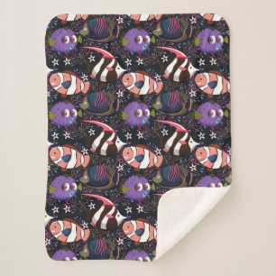 Aquatic animals pattern   ocean underwater life 47 sherpa blanket