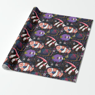 Aquatic animals pattern ocean underwater life 47 wrapping paper