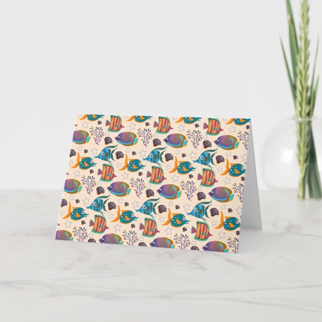 Aquatic animals pattern | ocean underwater life 5 card (Front)