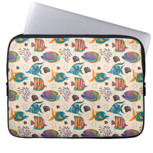 Aquatic animals pattern ocean underwater life 5 laptop sleeve