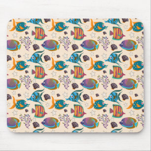 Aquatic animals pattern ocean underwater life 5 mouse pad