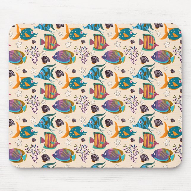 Aquatic animals pattern | ocean underwater life 5 mouse pad (Front)