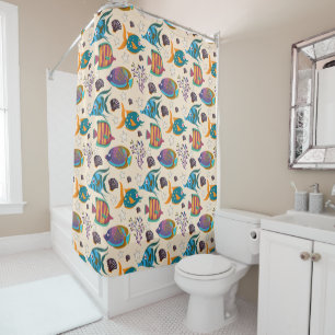 Aquatic animals pattern ocean underwater life 5 shower curtain