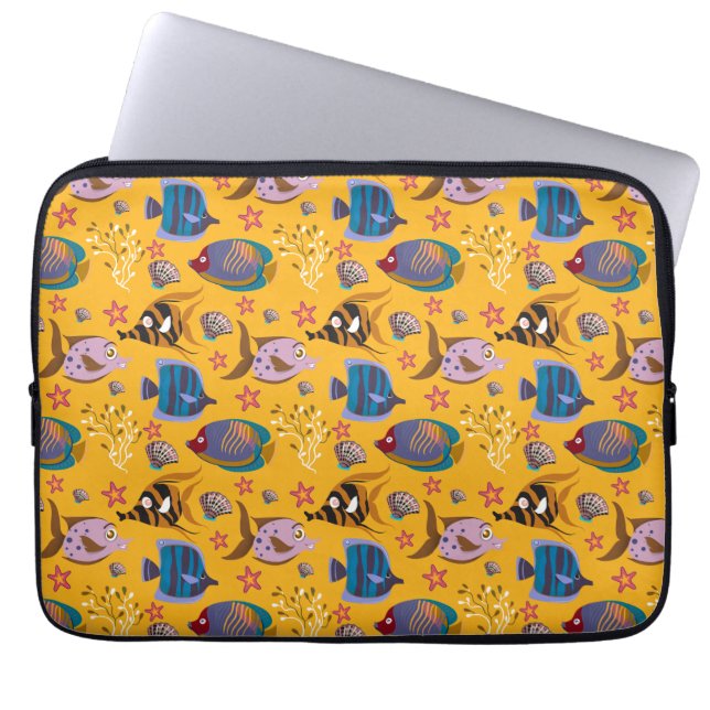 Aquatic animals pattern | ocean underwater life 6 laptop sleeve (Front)