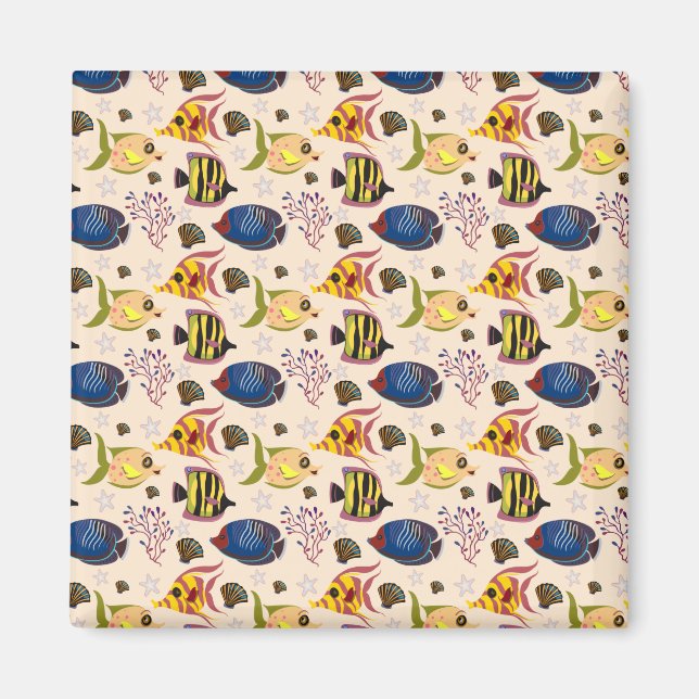 Aquatic animals pattern | ocean underwater life 7 magnet (Front)