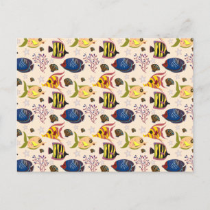Aquatic animals pattern   ocean underwater life 7 postcard