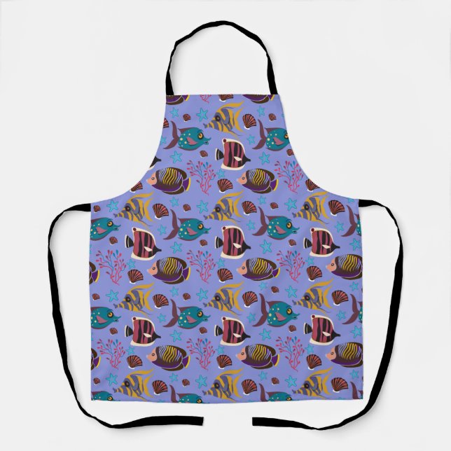 Aquatic animals pattern | ocean underwater life 8 apron (Front)