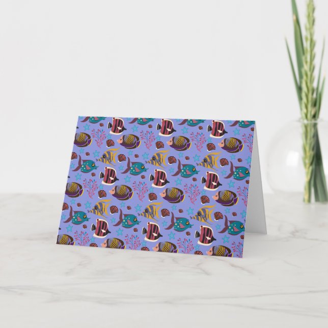 Aquatic animals pattern | ocean underwater life 8 card (Front)