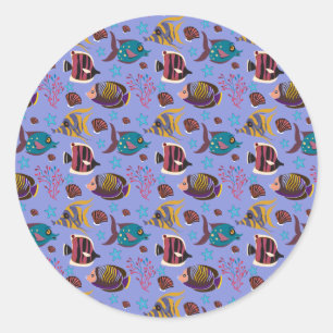 Aquatic animals pattern ocean underwater life 8 classic round sticker