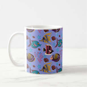 Aquatic animals pattern ocean underwater life 8 coffee mug