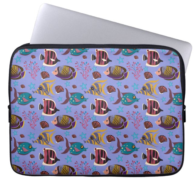 Aquatic animals pattern | ocean underwater life 8 laptop sleeve (Front)