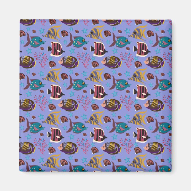 Aquatic animals pattern | ocean underwater life 8 magnet (Front)