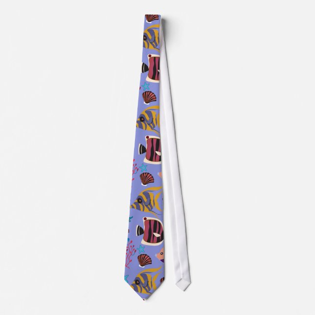 Aquatic animals pattern | ocean underwater life 8 tie (Front)