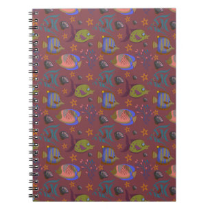 Aquatic animals pattern   ocean underwater life 9 notebook