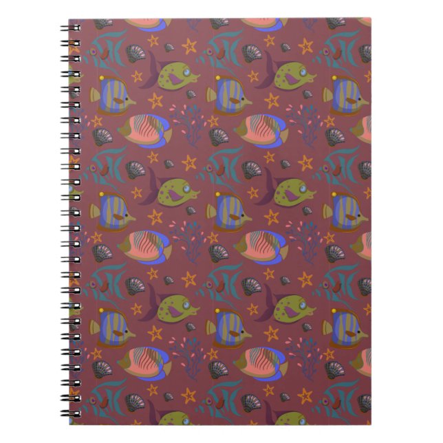 Aquatic animals pattern | ocean underwater life 9 notebook (Front)
