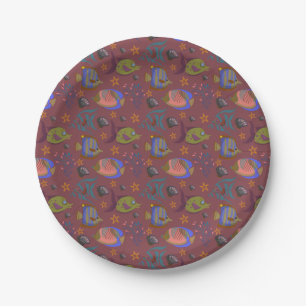 Aquatic animals pattern   ocean underwater life 9 paper plate