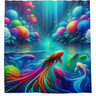 “Aquatic Ballet - Siamese Fighting Fish" Shower Curtain
