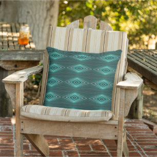Aquatic Colours In Angled Watercolor Paint Stripes Cushion