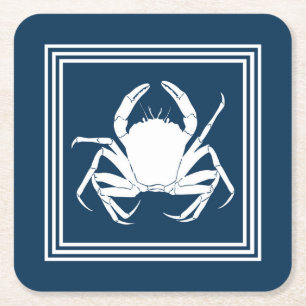 Aquatic design square paper coaster