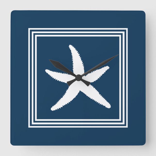 Aquatic design square wall clock (Front)