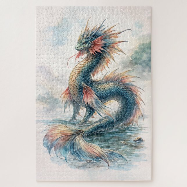 Aquatic Dragon Misty Waters Jigsaw Puzzle (Vertical)