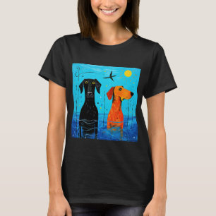 "Aquatic Duo of Joy" -  Surreal Colourful Dogs     T-Shirt