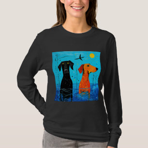 "Aquatic Duo of Joy" - Surreal Colourful Dogs T-Shirt