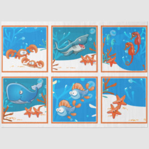 Aquatic Fish Decoupage Set Tissue Paper