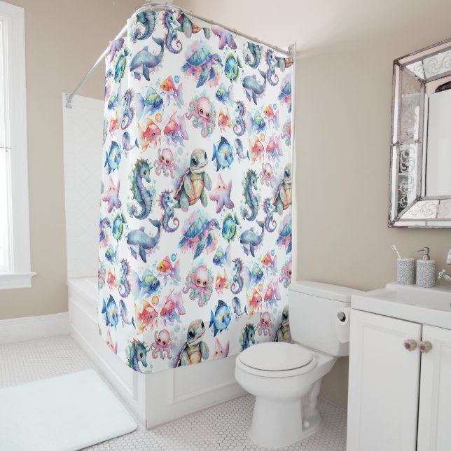 Aquatic Friends Shower Curtain (In Situ)
