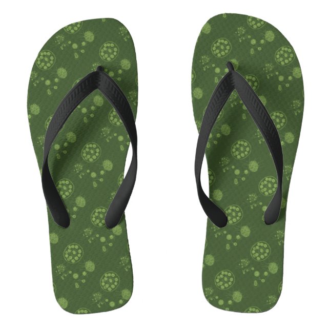 Aquatic Green Algae Dot Pattern Thongs (Footbed)