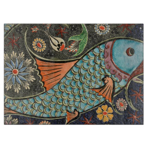 Aquatic Life Artistic Orient Ceramic Tiles Cutting Board