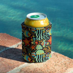 Aquatic Life Cartoon Style Can Cooler