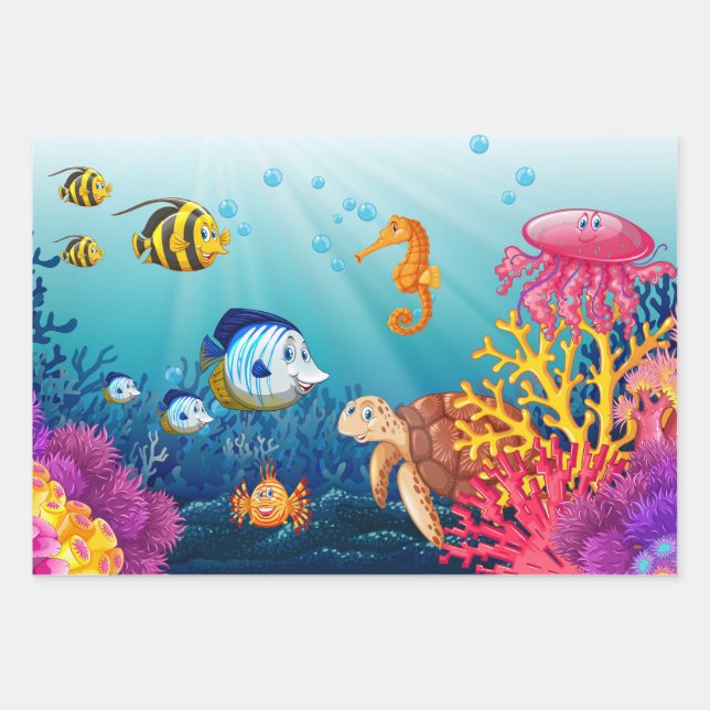 Aquatic Life Wrapping Paper (Front)