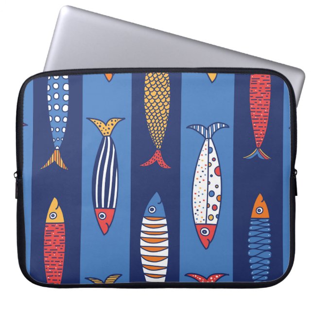 Aquatic Playtime: Kids' Fish Fantasy Laptop Sleeve (Front)