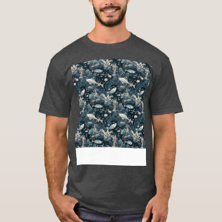 Aquatic Seamless Pattern Underwater Sea Life Ocean T-Shirt
