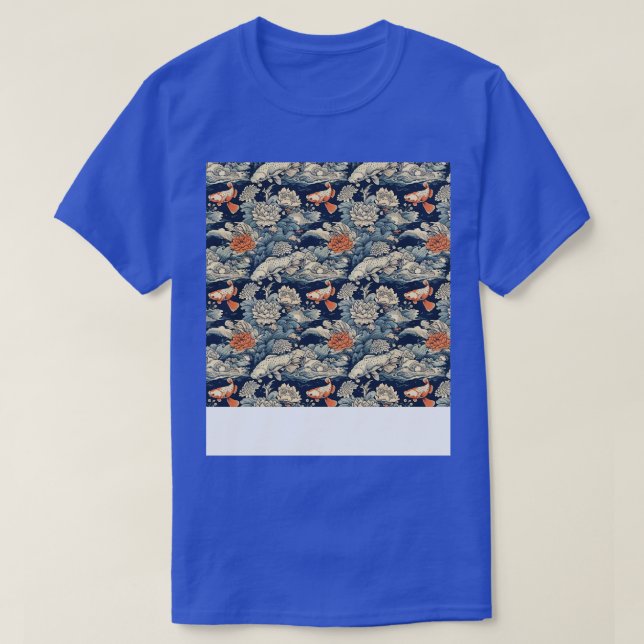 Aquatic Seamless Pattern Underwater Sea Life Ocean T-Shirt (Design Front)
