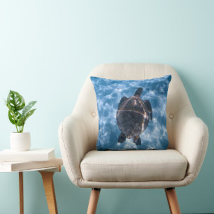 Aquatic turtle throw pillow