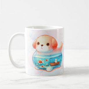 Aquatic Whimsy Dog-Shaped Coffee Mug