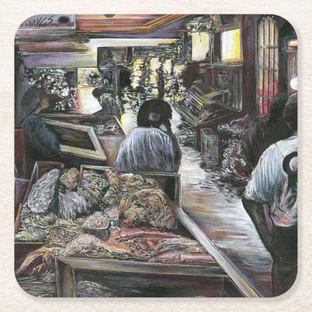 Aquatic, yet kissed with Desert Wind, Jerusalem Square Paper Coaster (Front)