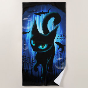 Aquaticat - Surreal Cat in Deep Ocean Fantasy Beach Towel