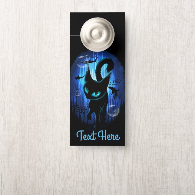 Aquaticat - Surreal Cat in Deep Ocean Fantasy Door Hanger (On Knob)