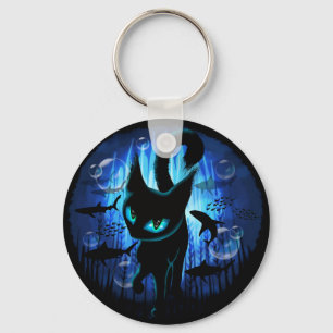 Aquaticat - Surreal Cat in Deep Ocean Fantasy Key Ring