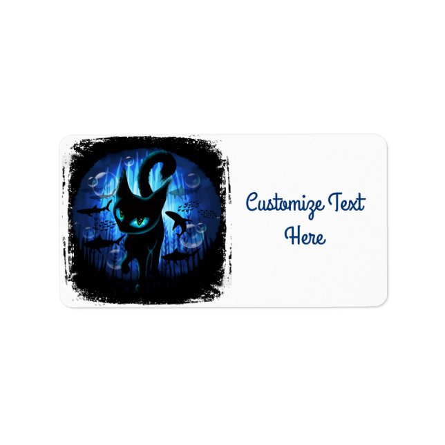 Aquaticat - Surreal Cat in Deep Ocean Fantasy Label (Front)