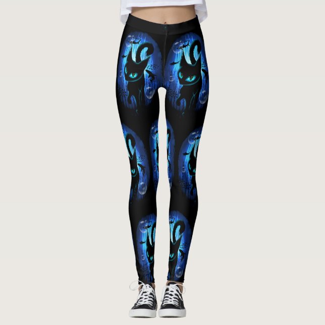 Aquaticat - Surreal Cat in Deep Ocean Fantasy Leggings (Front)