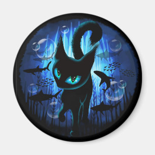 Aquaticat - Surreal Cat in Deep Ocean Fantasy Magnet