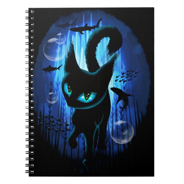 Aquaticat - Surreal Cat in Deep Ocean Fantasy Notebook (Front)