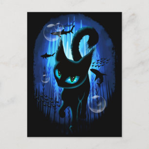 Aquaticat - Surreal Cat in Deep Ocean Fantasy Postcard